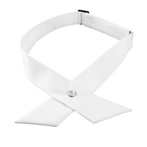 Adjustable School Uniform Solid Color Button Neck Criss-Cross Bowtie White